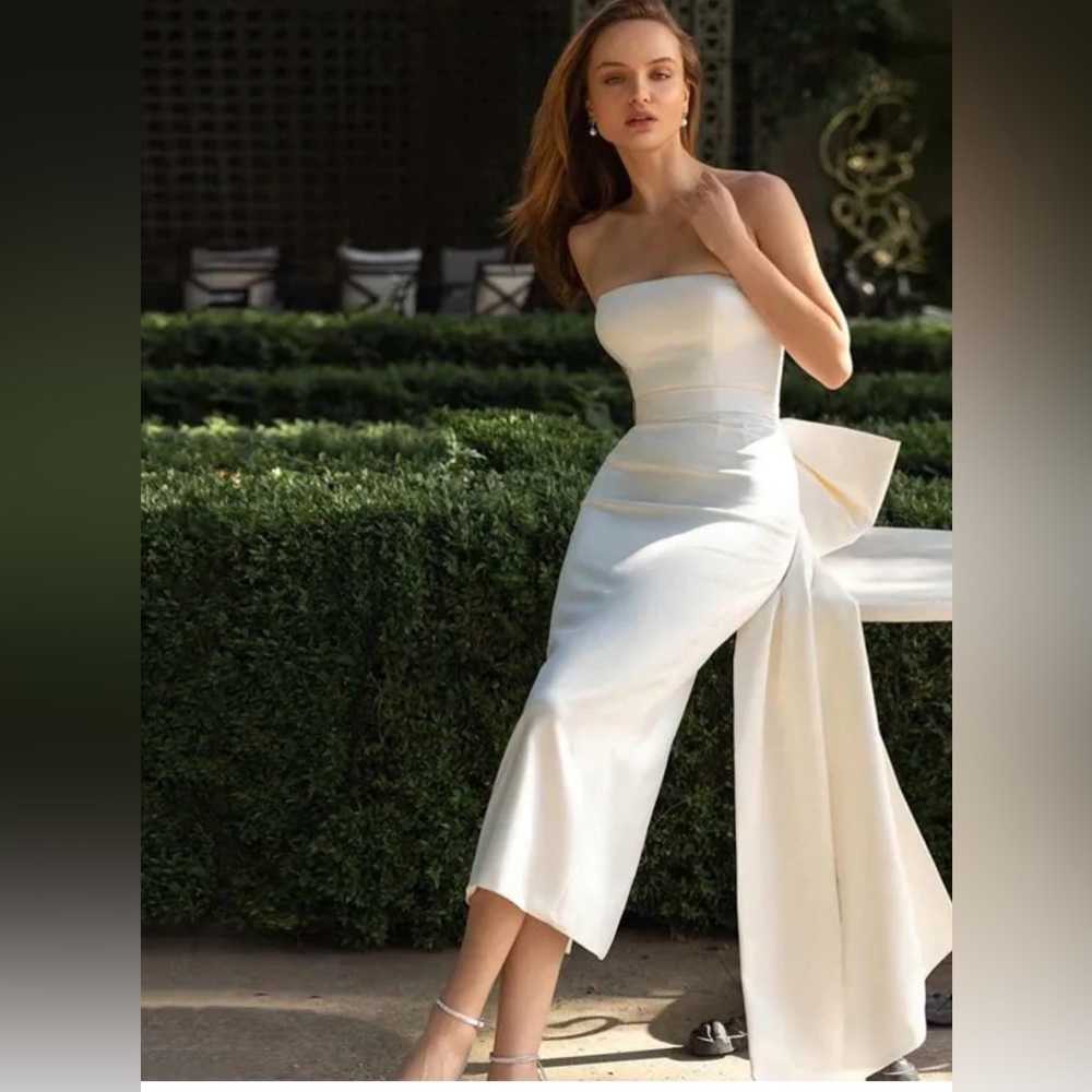 Miss Veil White Wedding Dress Bow Back Corset NWT Size 8